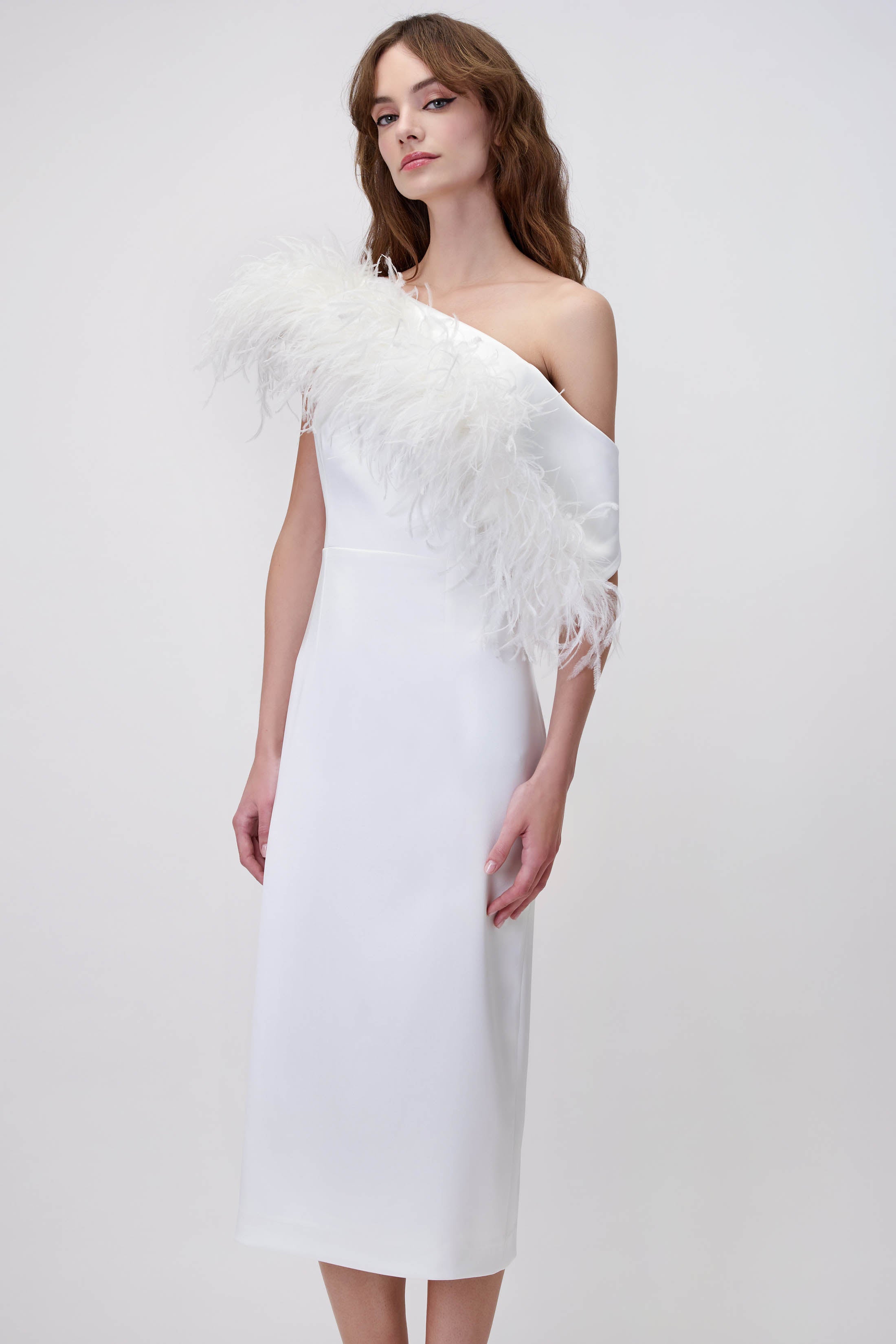 Bardot Dress in White Crepe