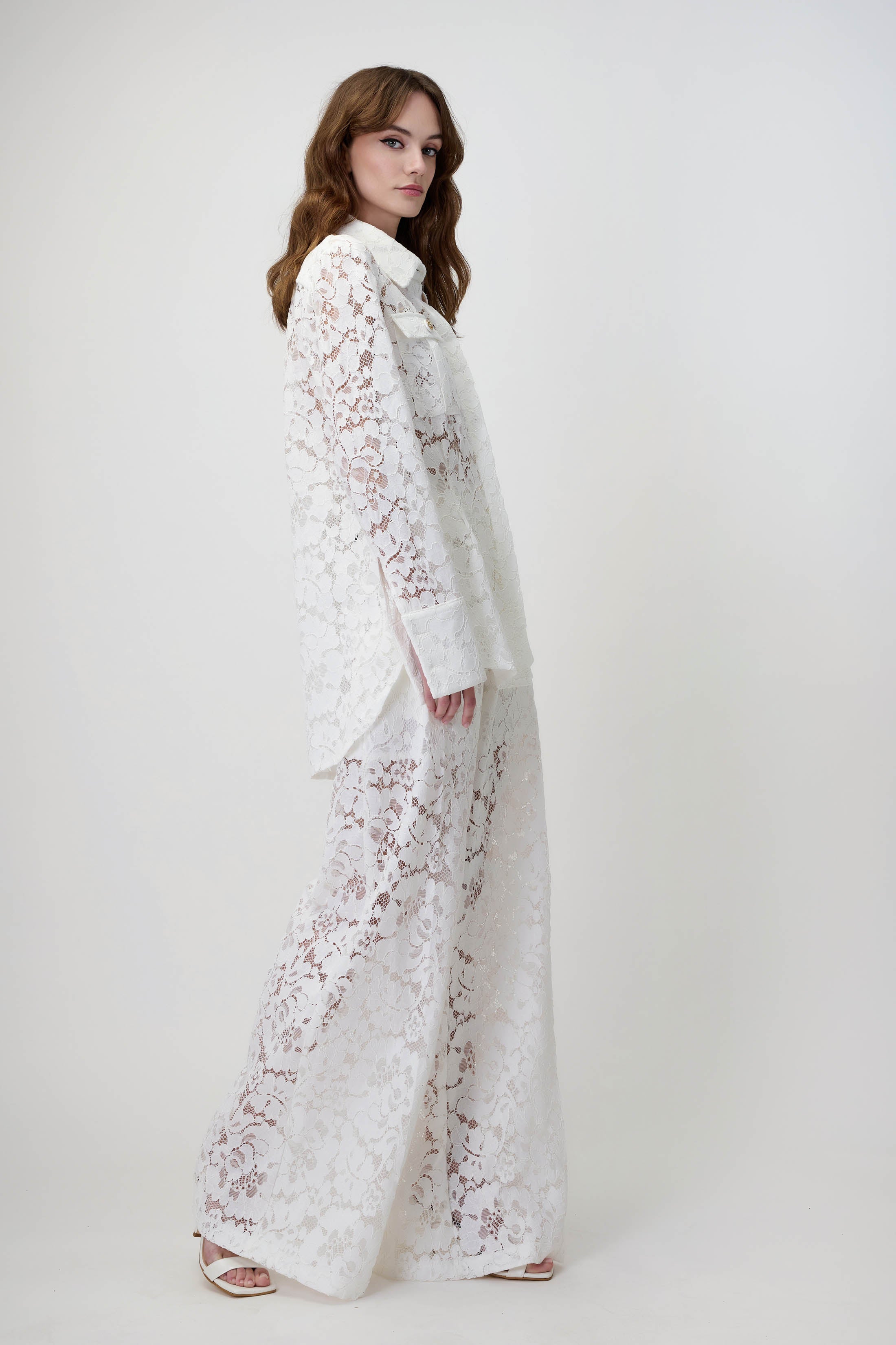 Lace Trousers in White