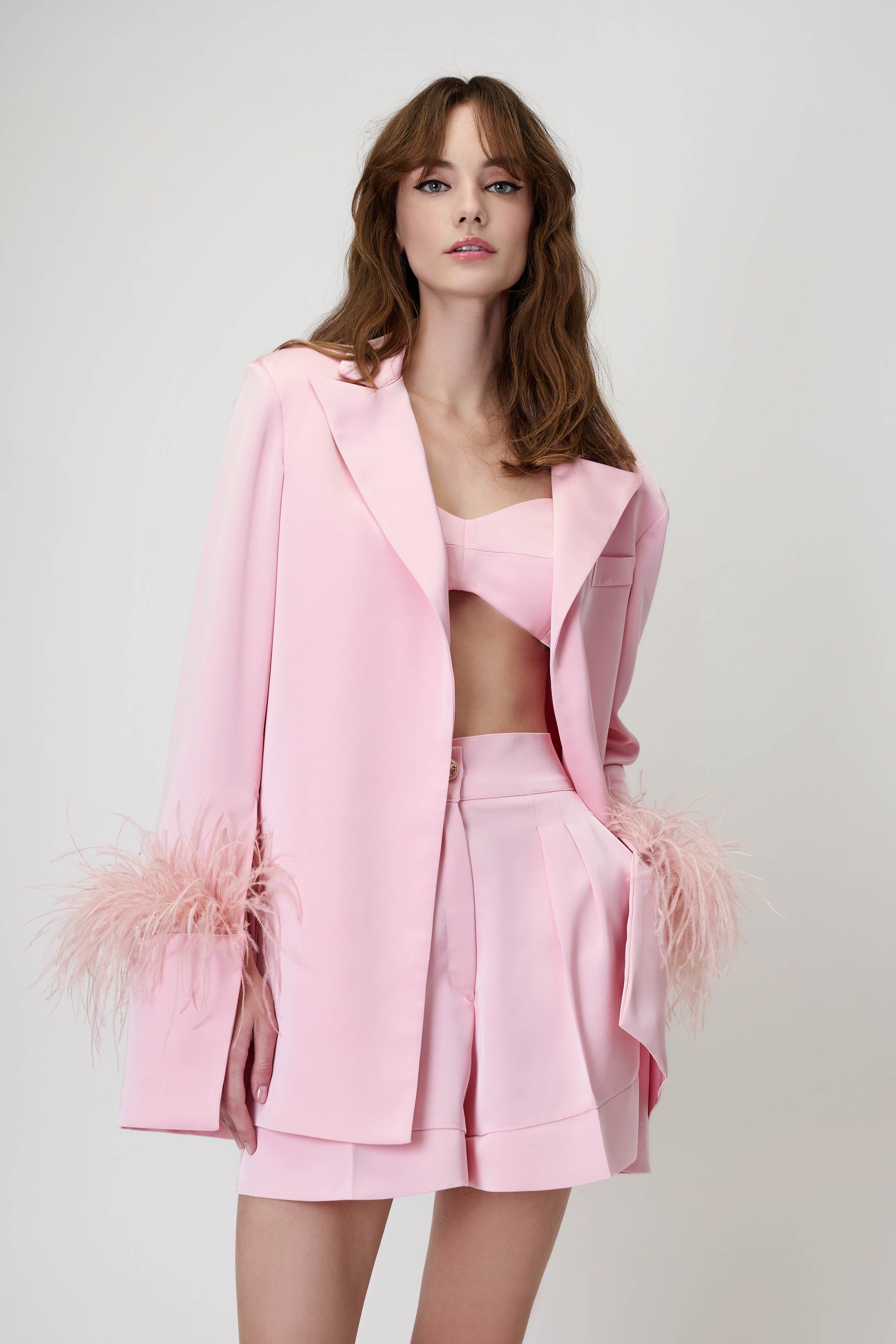 Blazer & Shorts Set in Baby Pink