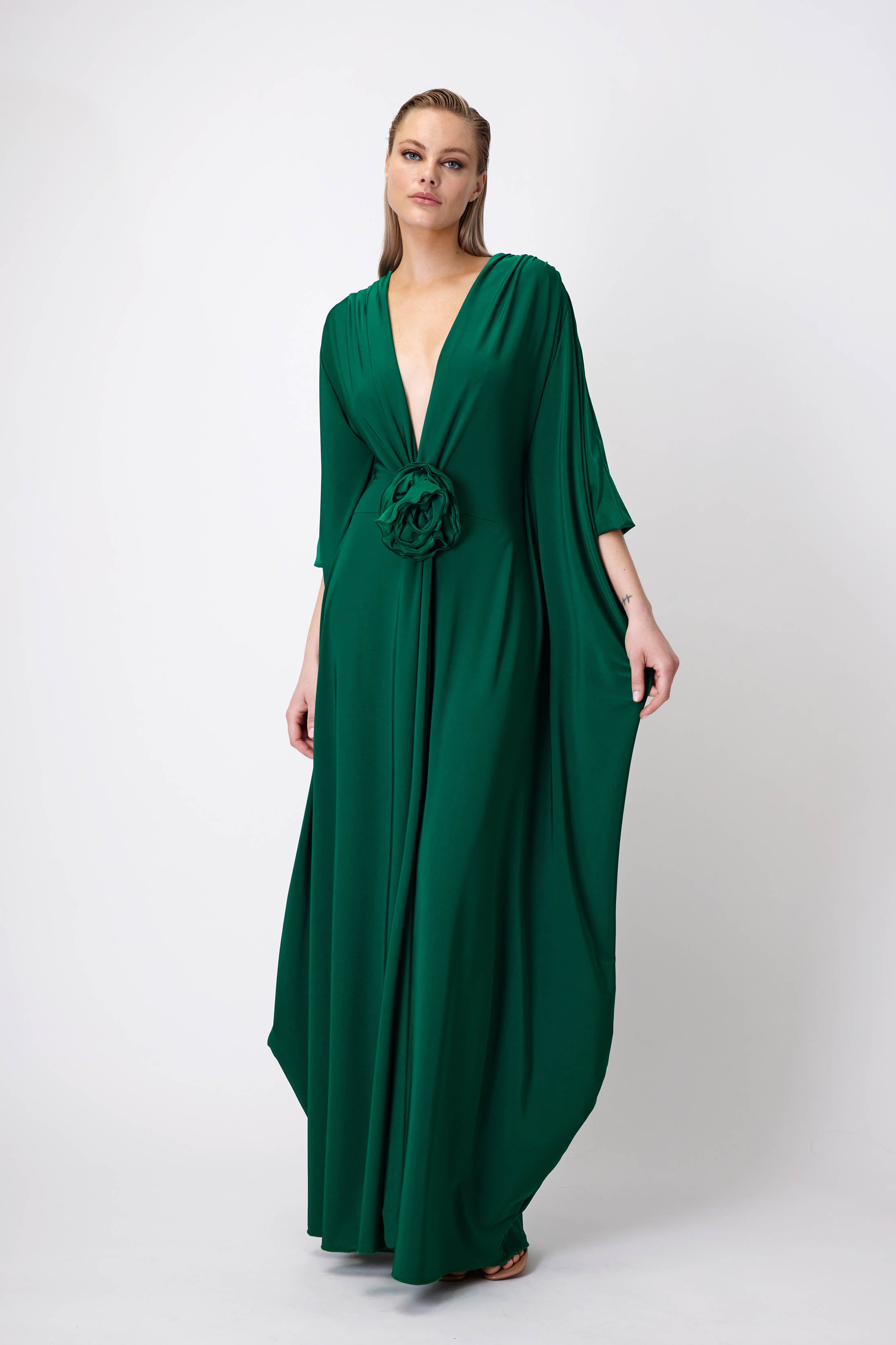 Ethereal Dress with Rose in Green