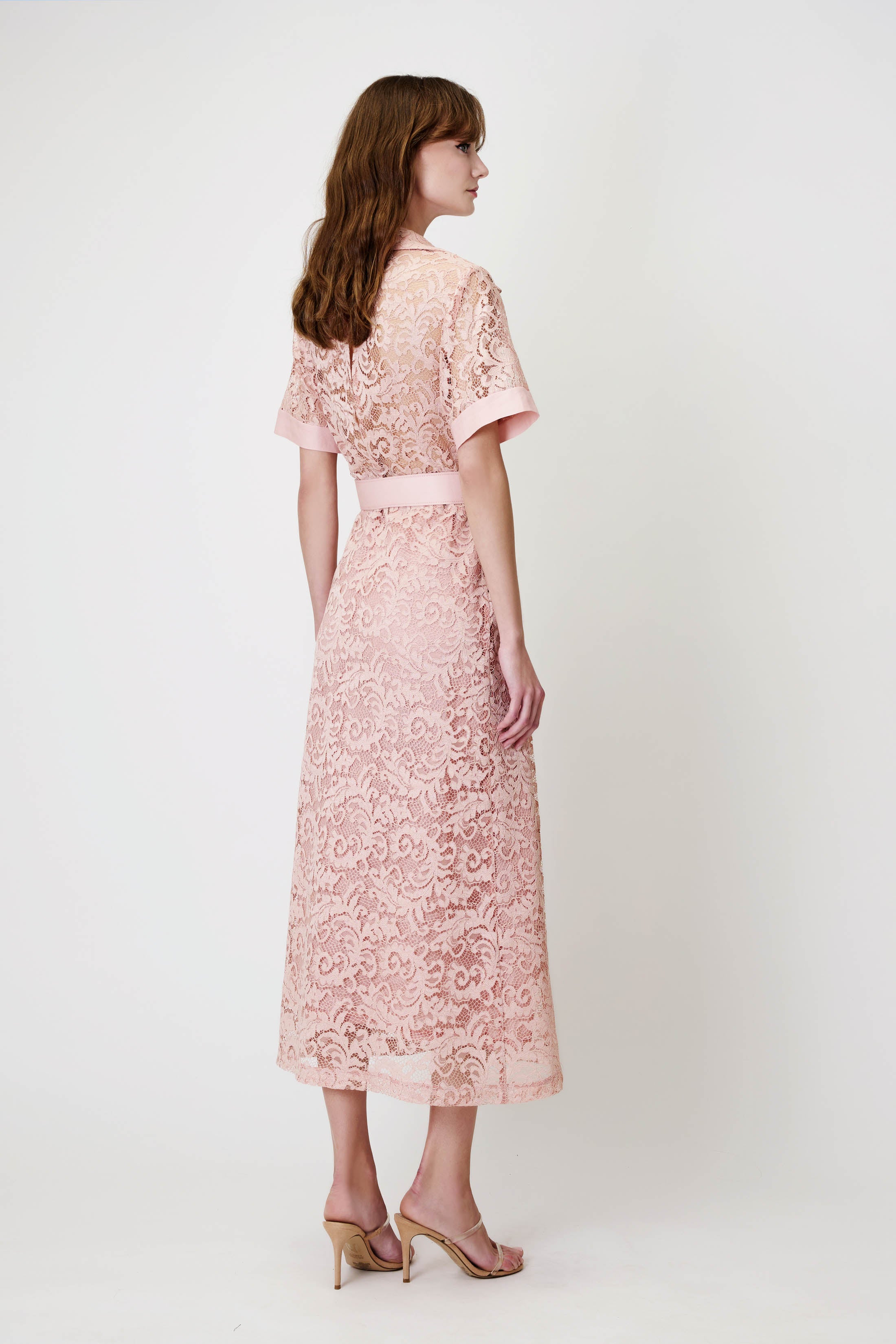Lace Dress with Pockets in Pink