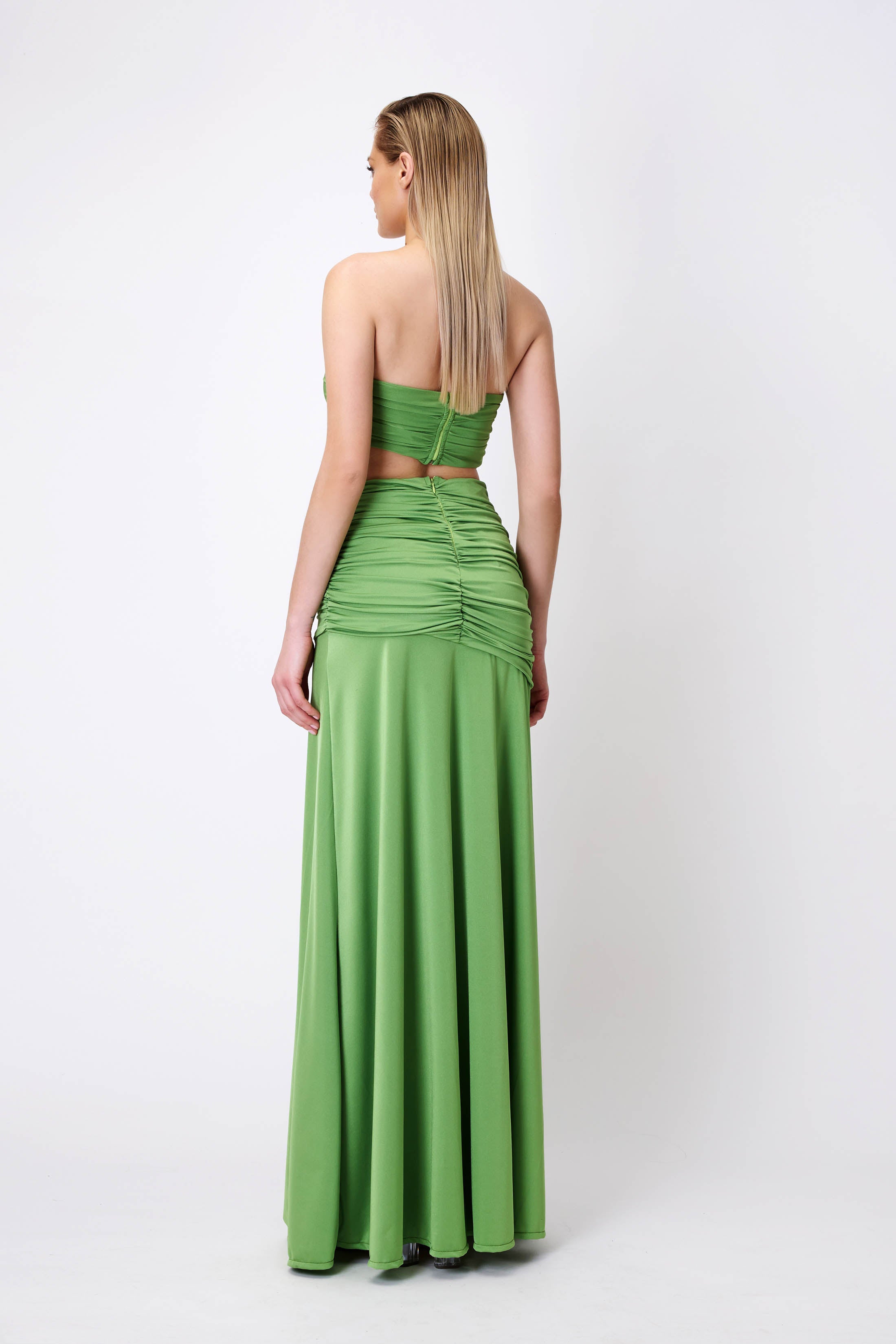 Top & Skirt Set with Roses in Lime