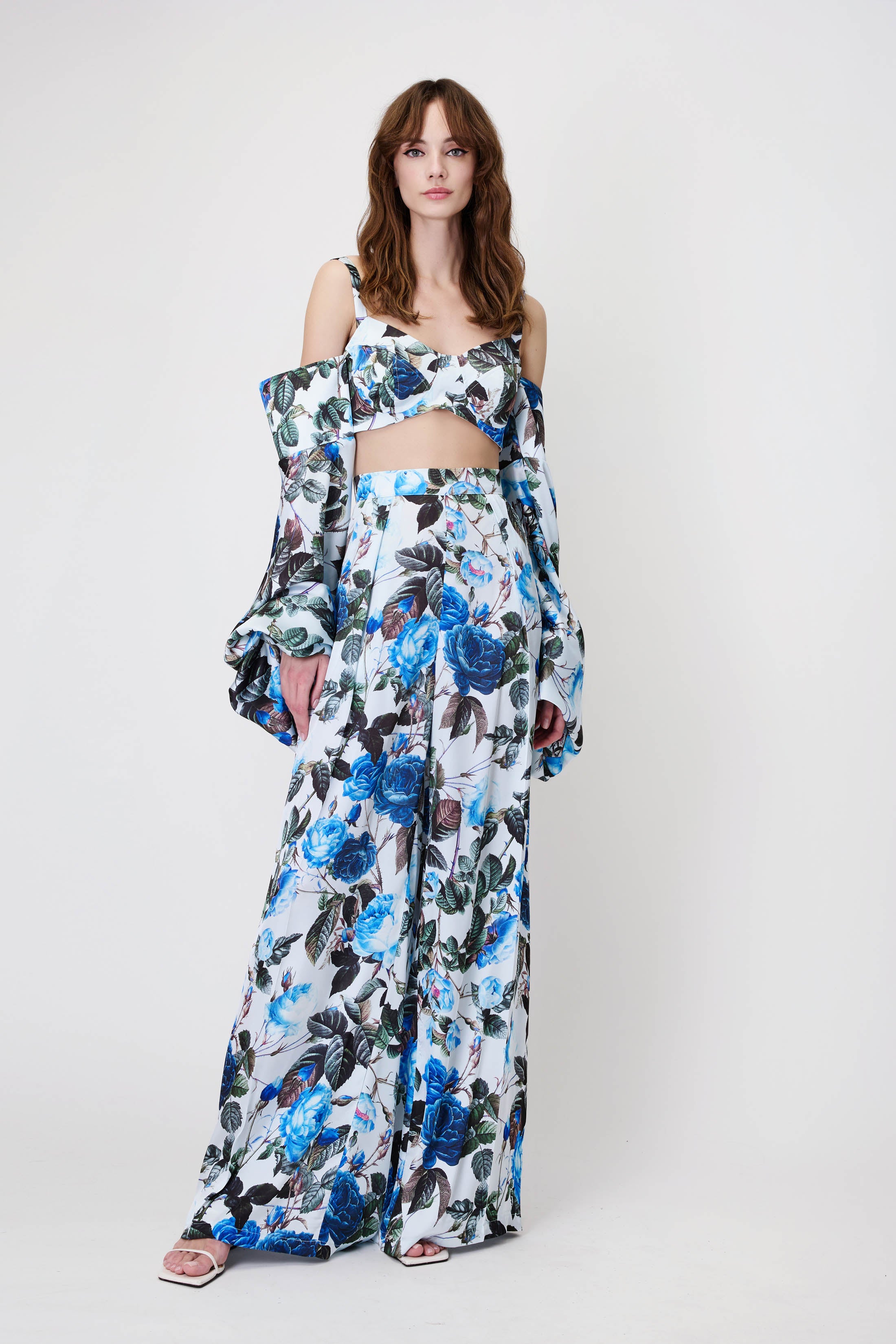 Top & Trousers Set in Blue Floral