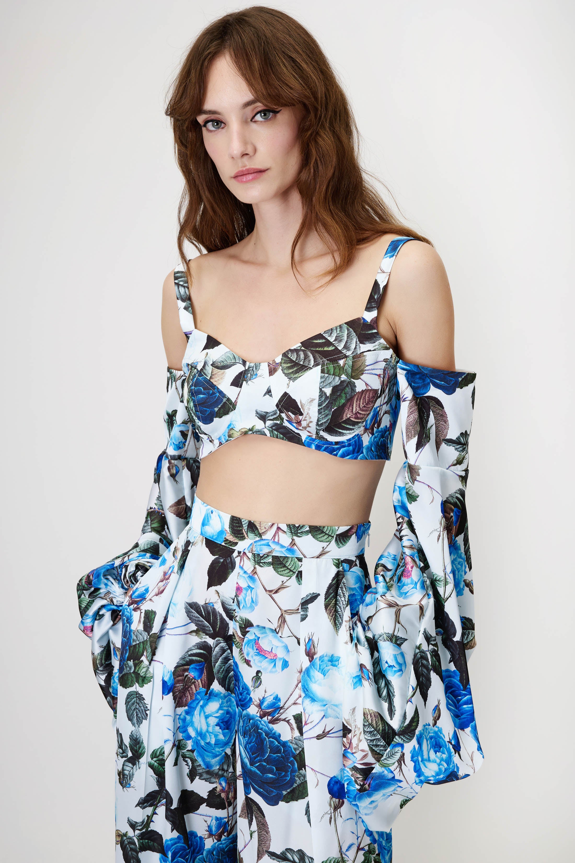 Top & Trousers Set in Blue Floral