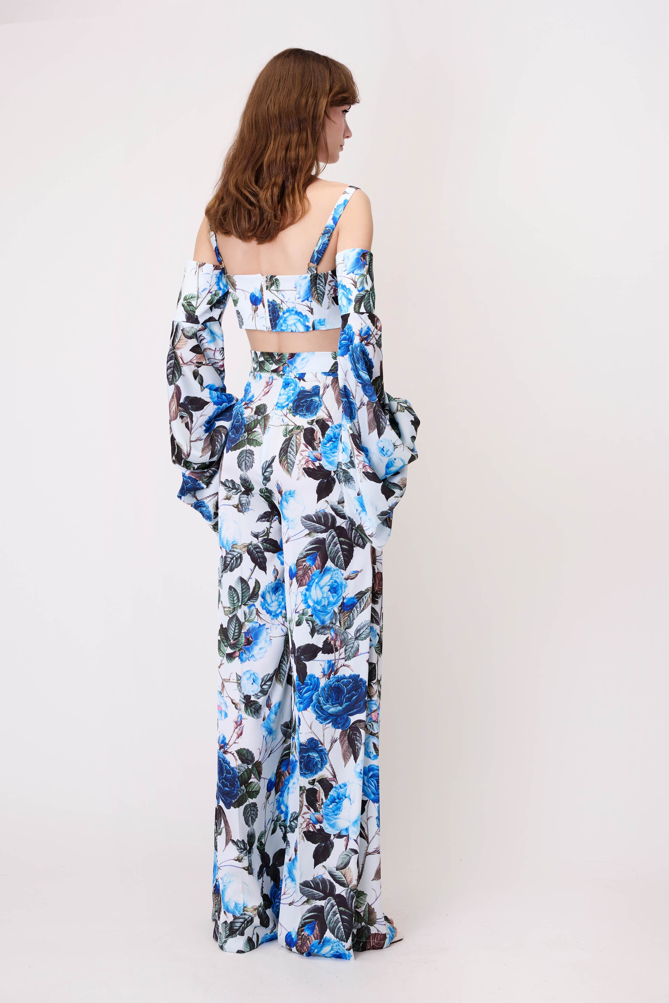 Top & Trousers Set in Blue Floral