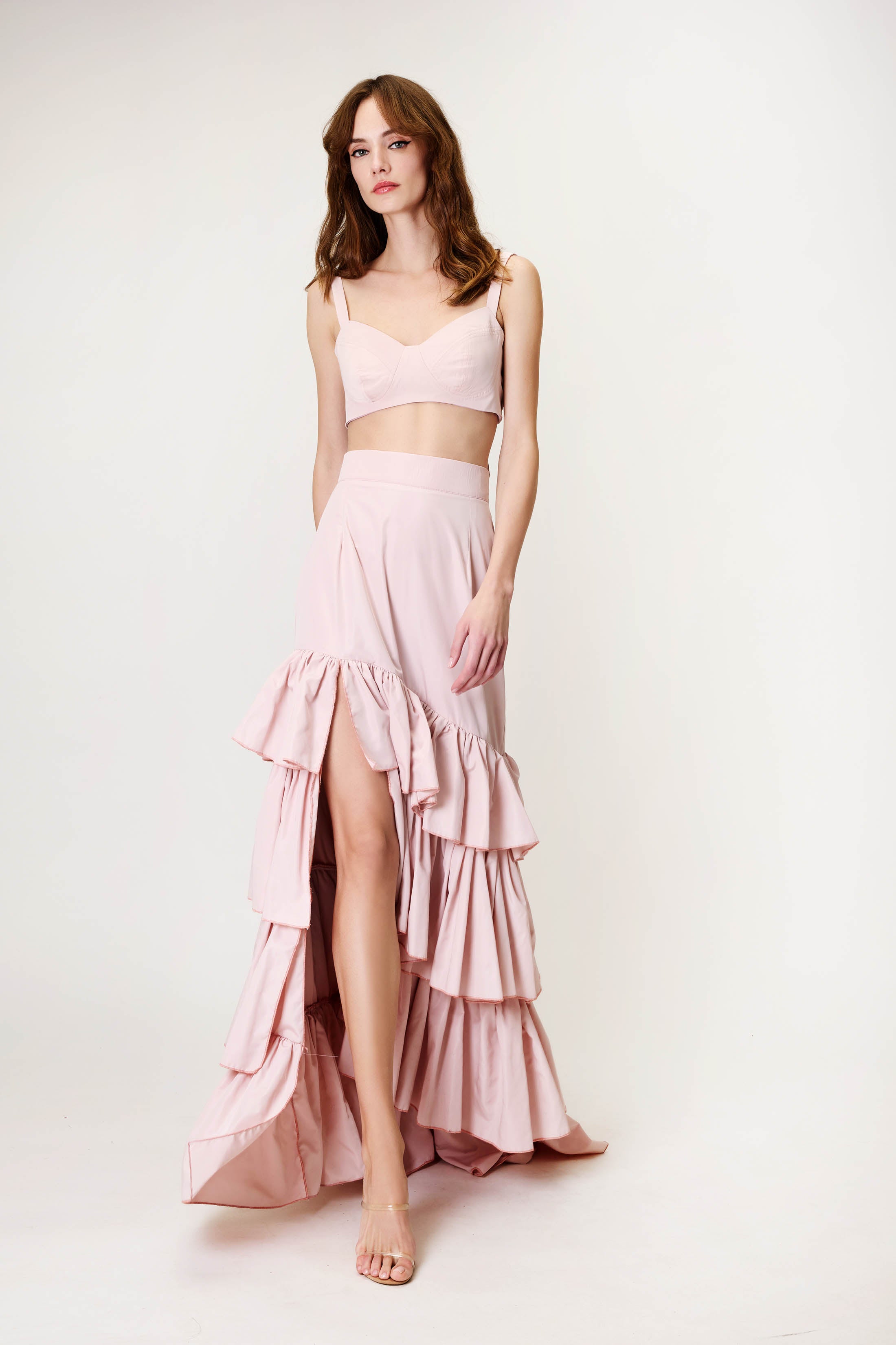 Top & Skirt Set in Taffeta Pink