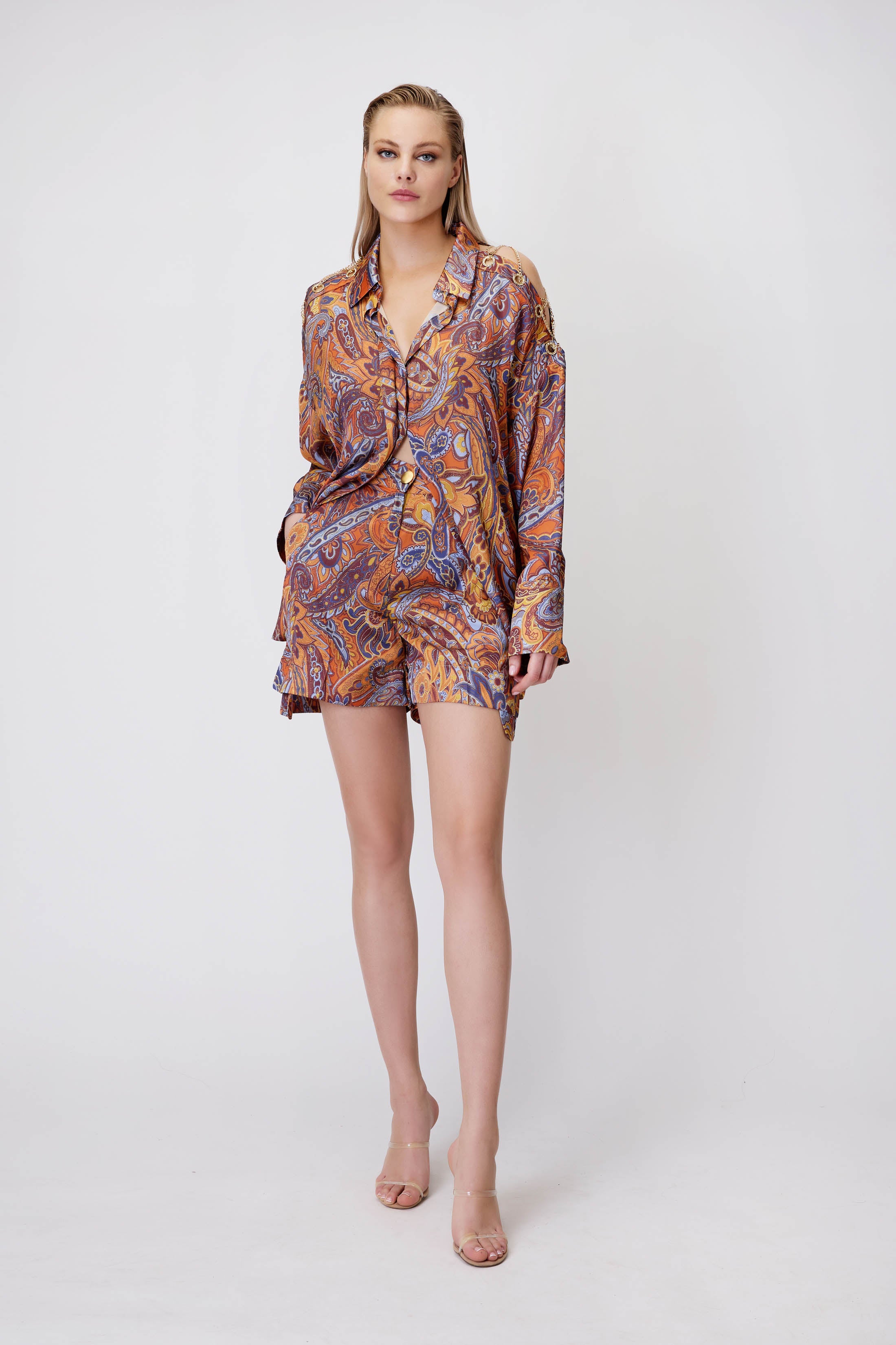 Shirt & Shorts Set in Paisley Print