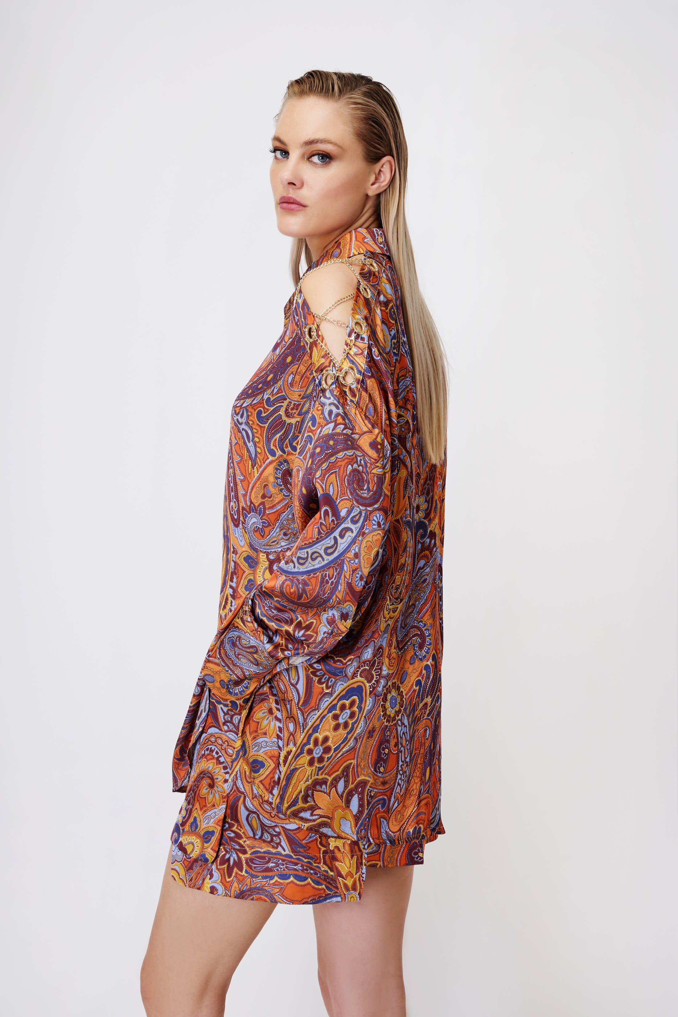 Shirt & Shorts Set in Paisley Print