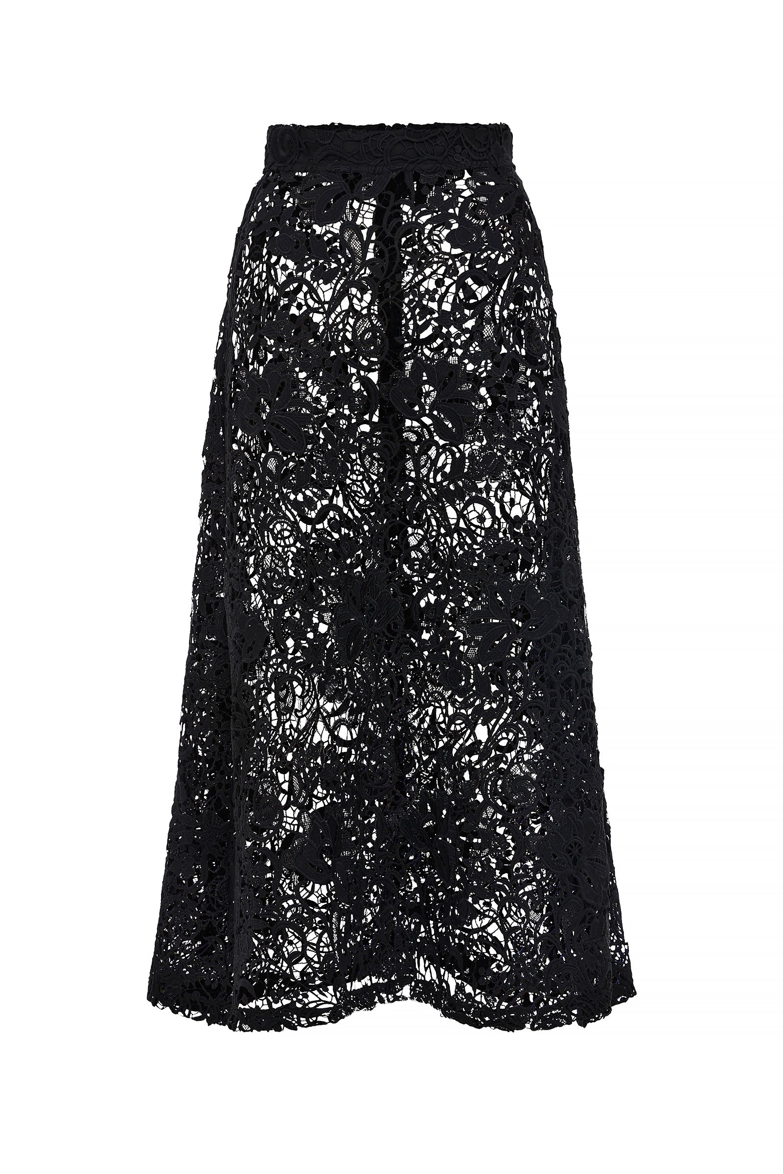 BLACK GUIPURE LACE SKIRT