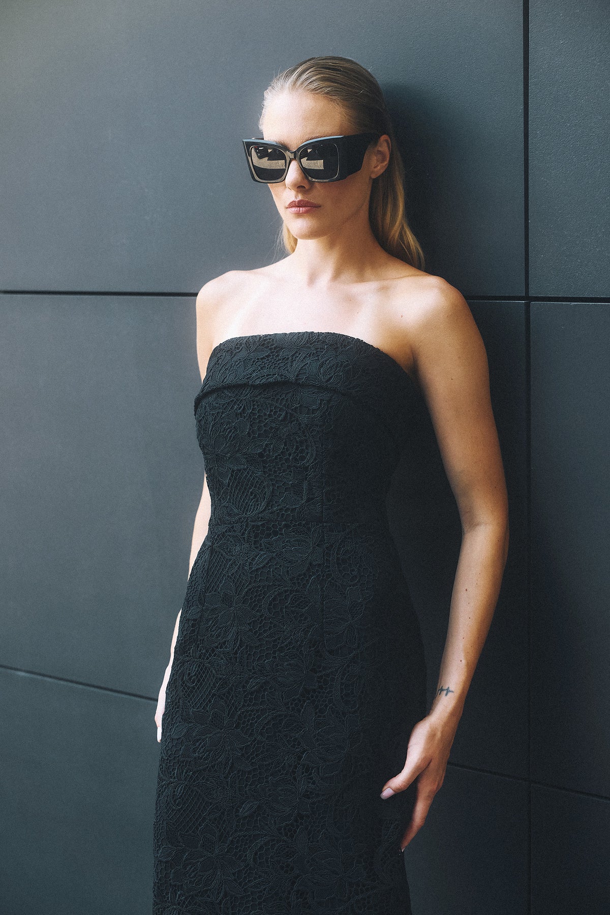 LEONORA GUIPURE LACE FEATHER DRESS