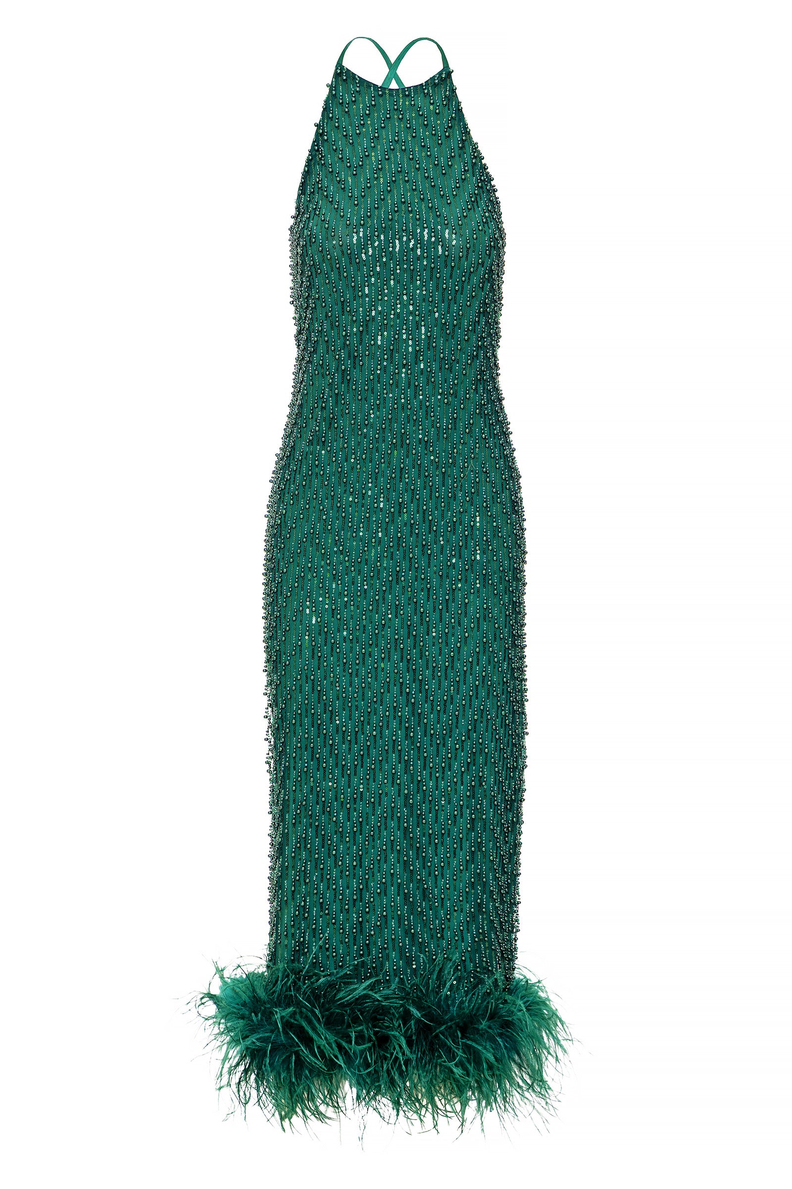 MONICA FEATHER EMBROIDERED GOWN