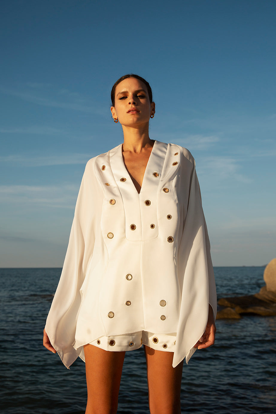 Highwaisted Shorts with Strass Gold Rings