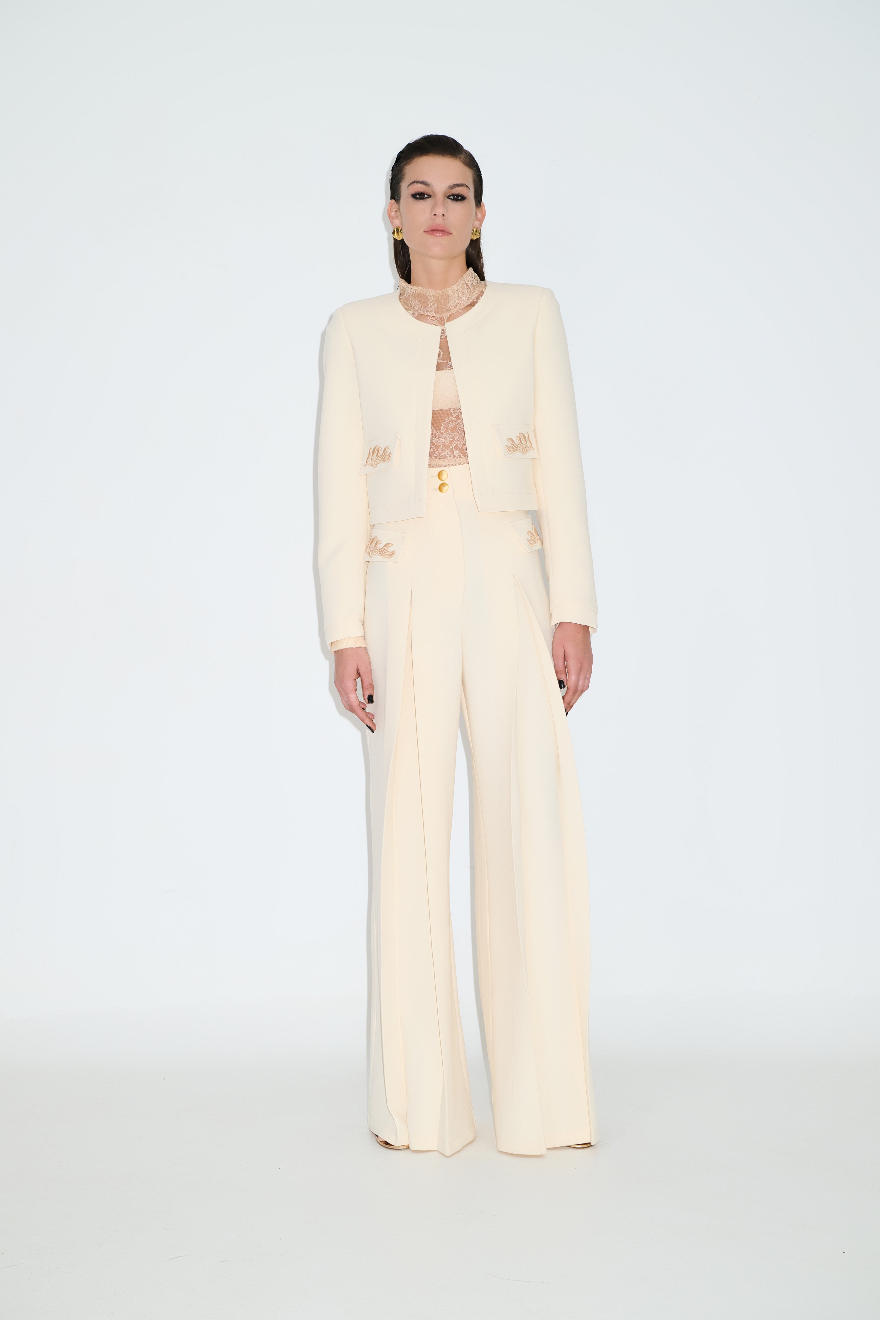 Trousers with embroidery details CAMELIA