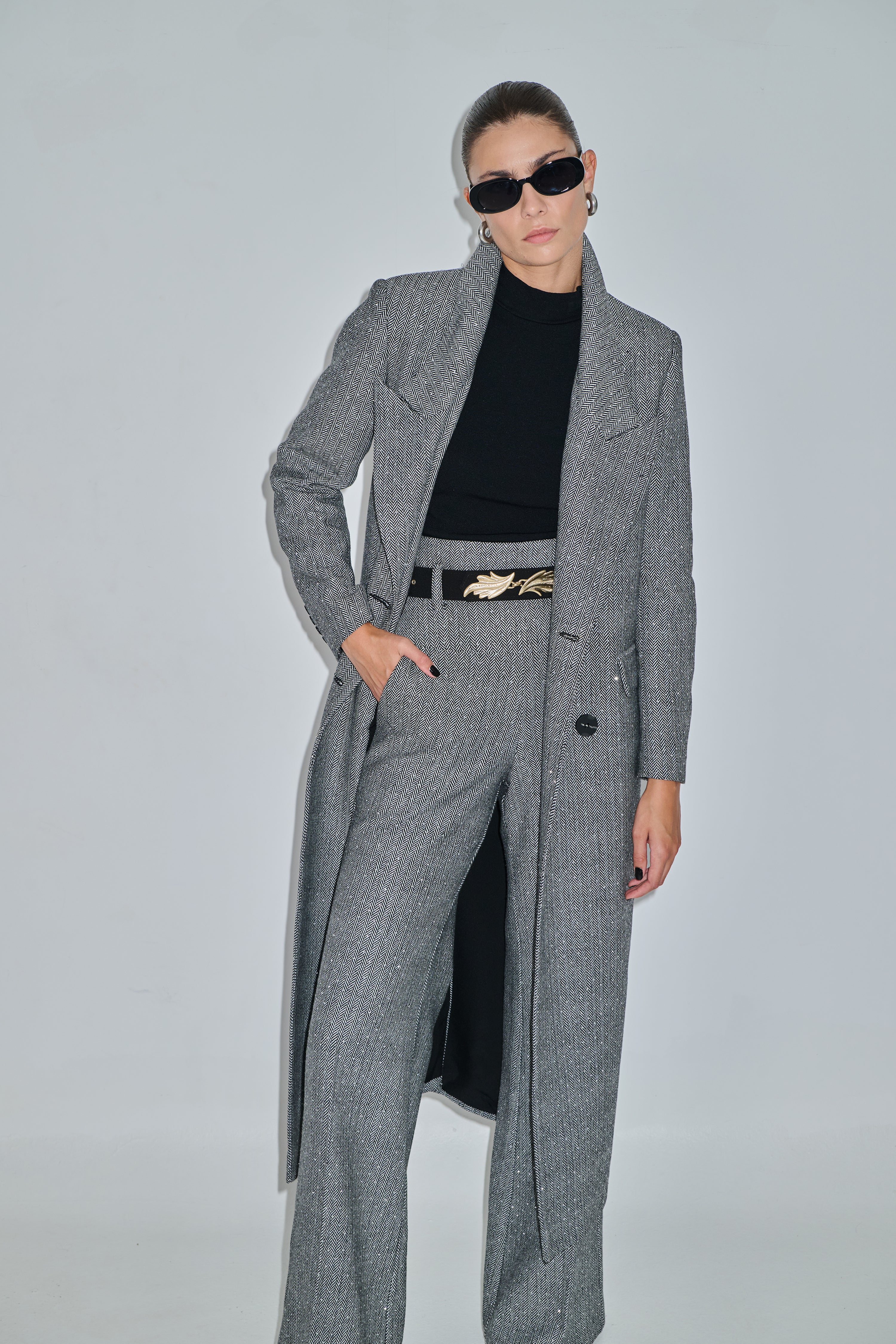 Herringbone coat with strass LEONA