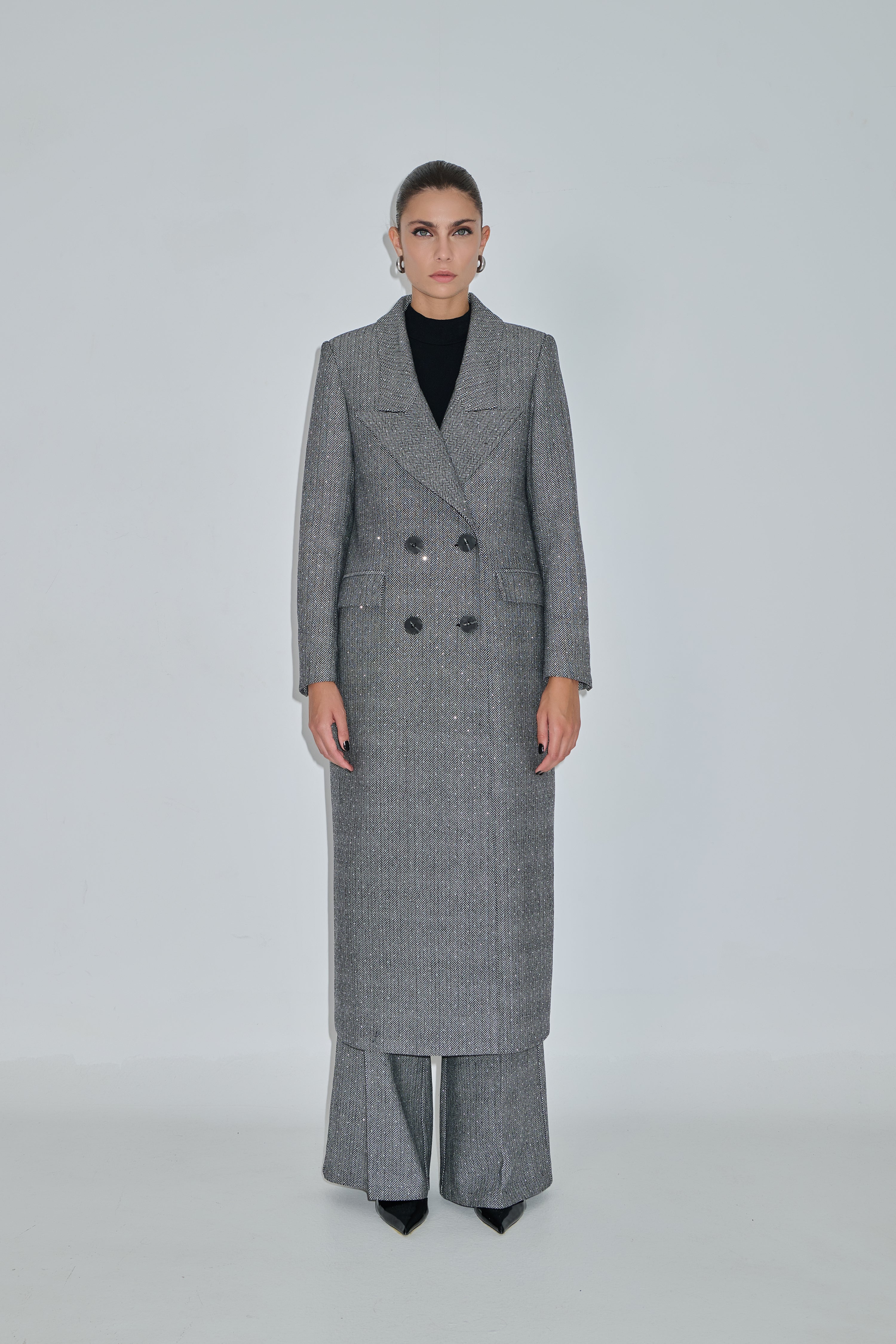 Herringbone coat with strass LEONA