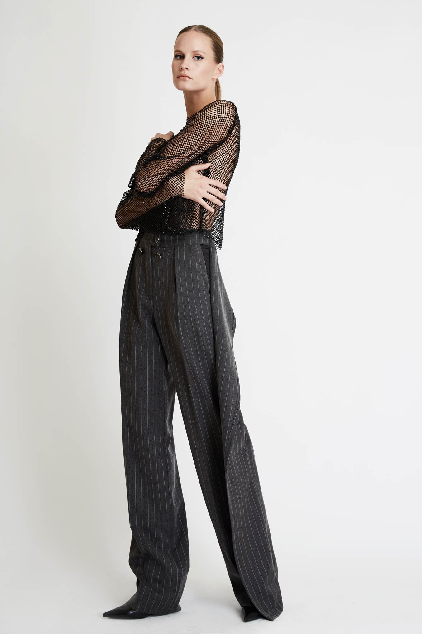 Envelope Trousers in Shiny Stripes