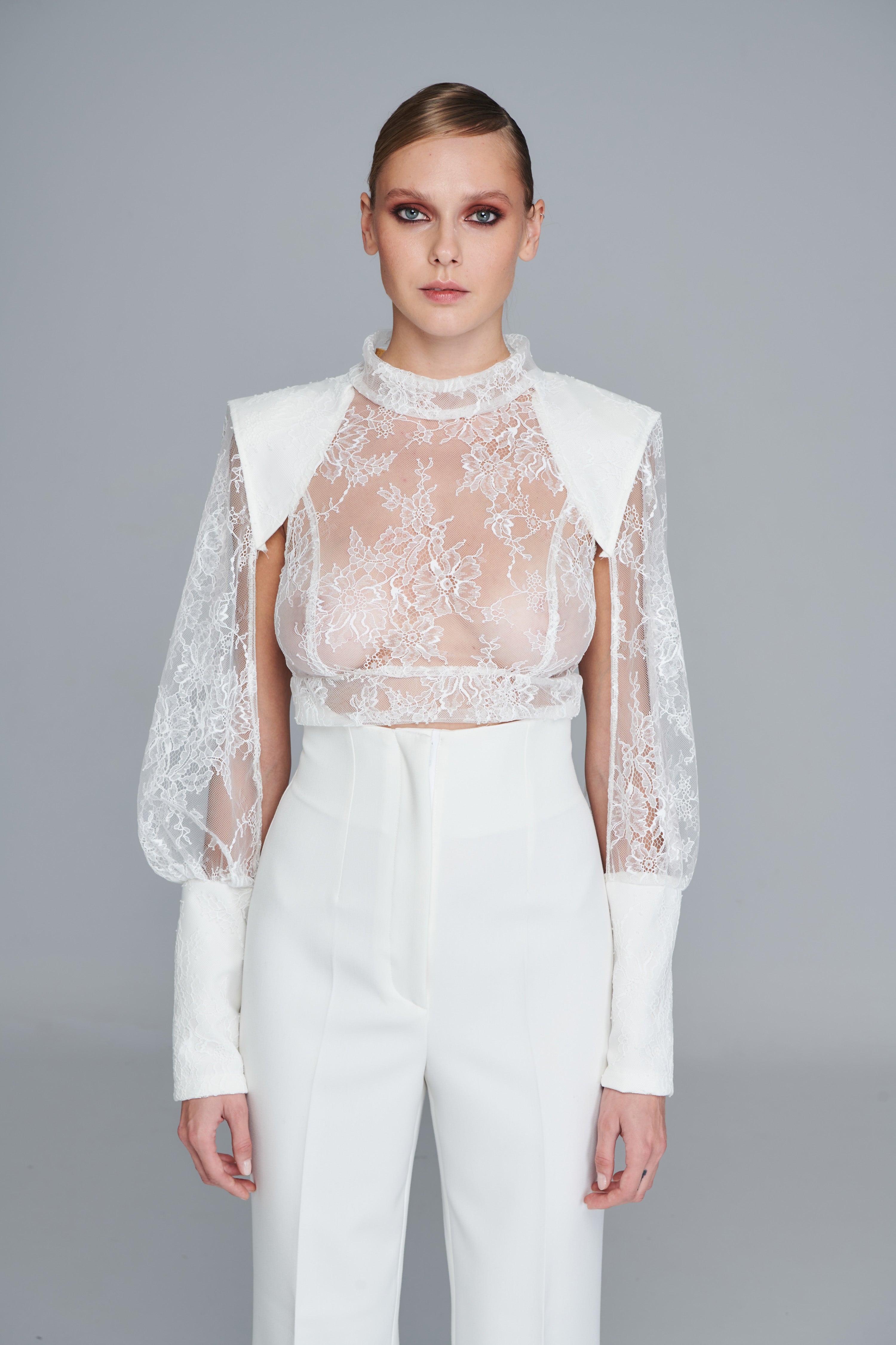 All-Over Lace Top in White