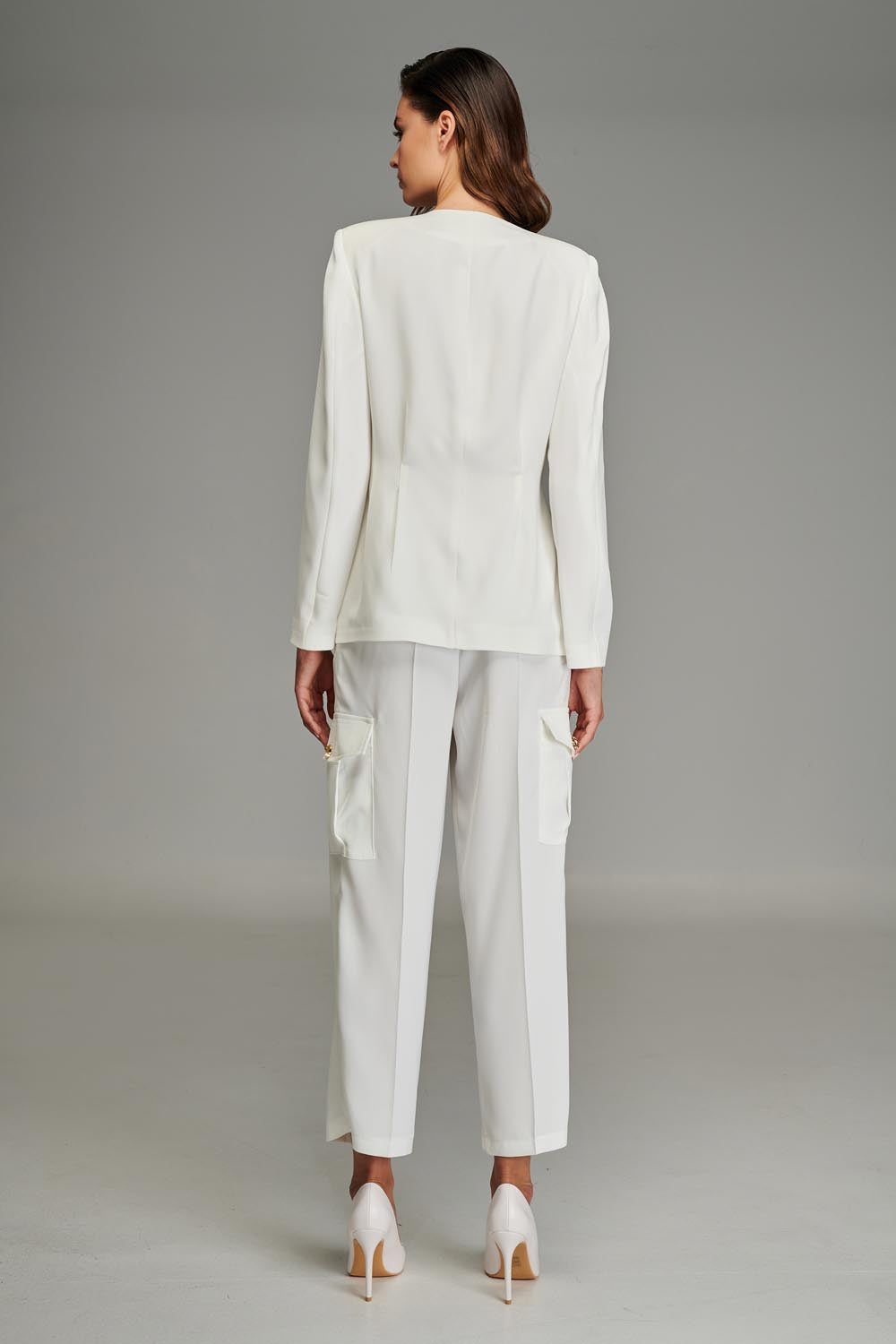 Jogger Trousers with Gold Details in White