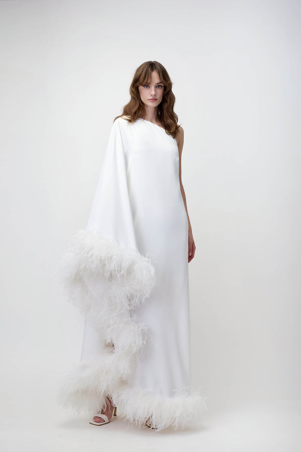 Maxi Dress in White Crepe