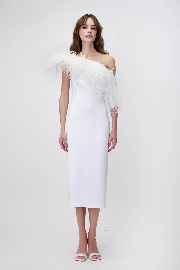 Bardot Dress in White Crepe