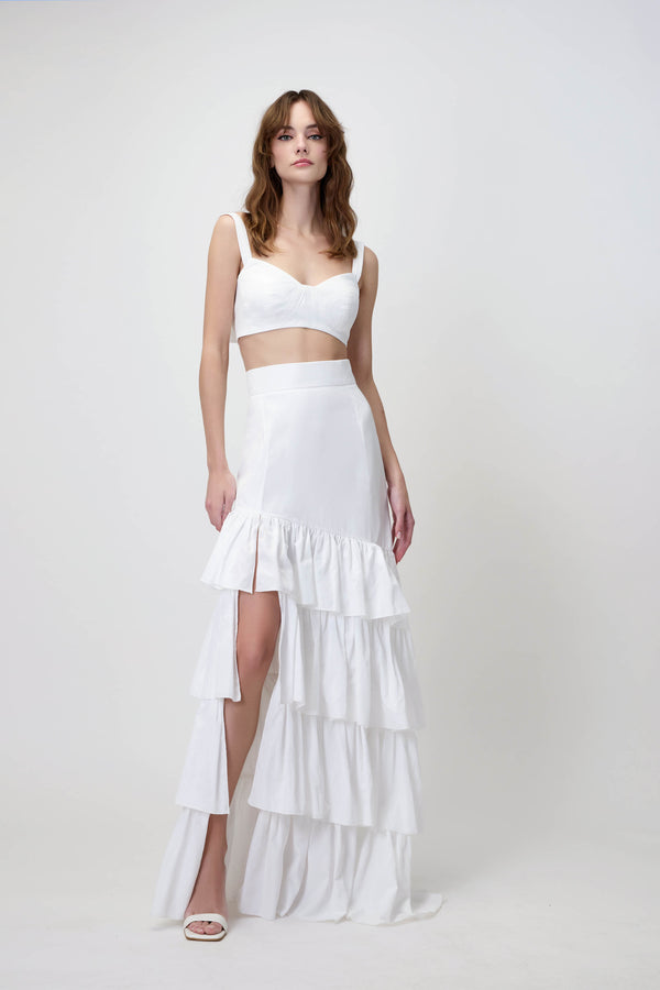 Top & Skirt Set in Taffeta White