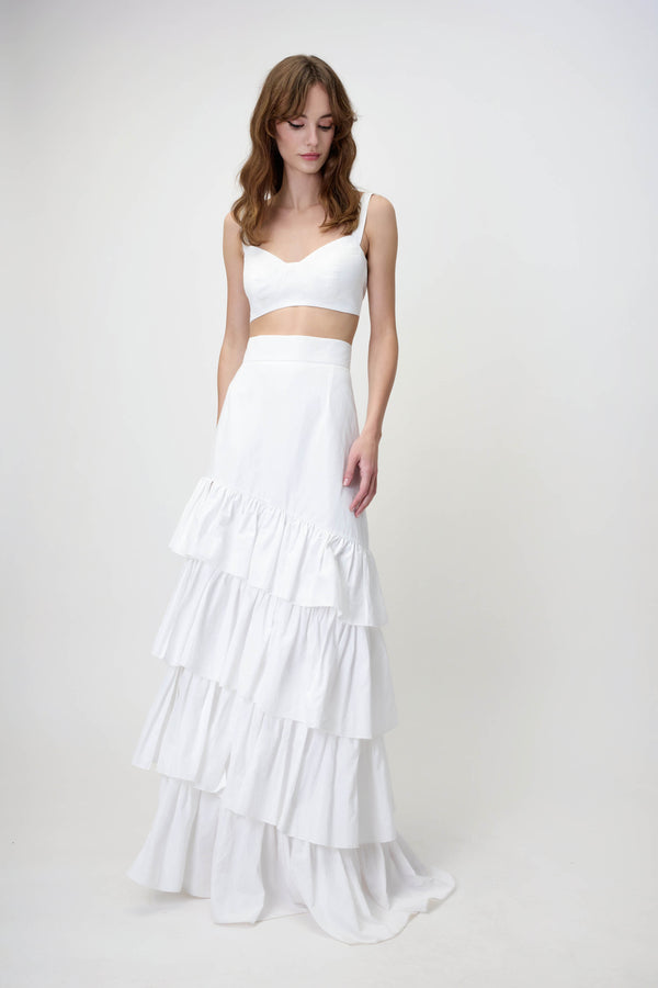 Top & Skirt Set in Taffeta White