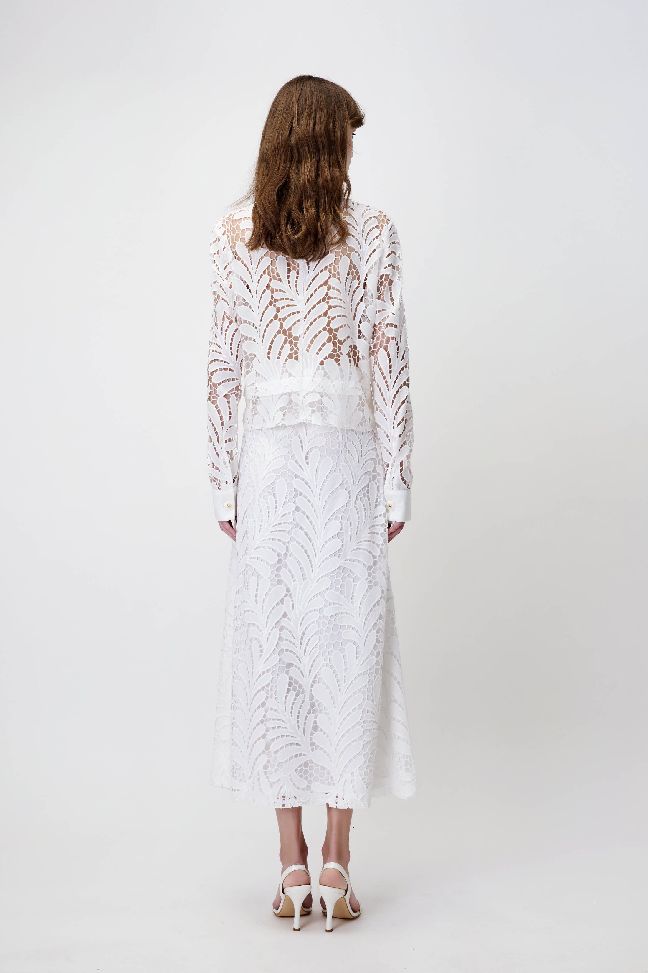 Lace Shirt with Pockets in White