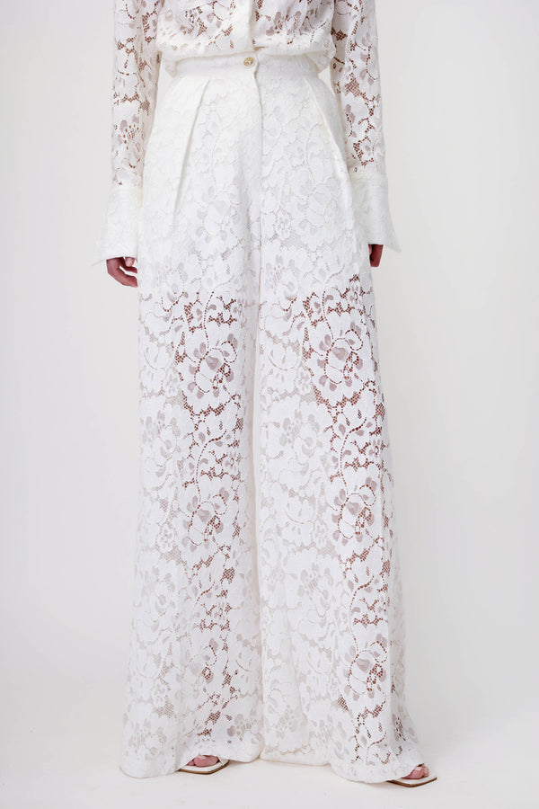 Lace Trousers in White