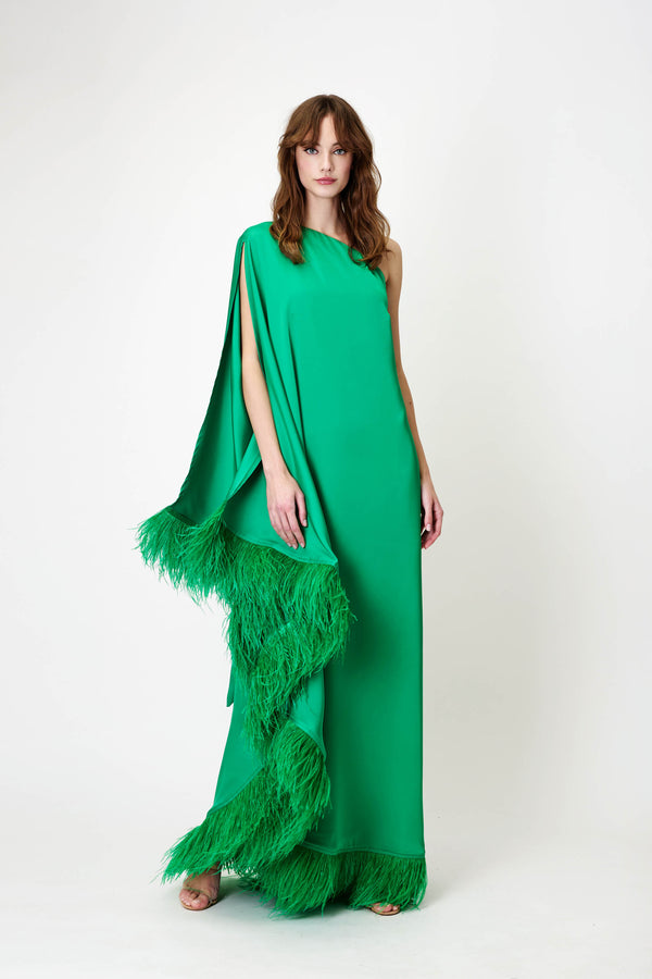Maxi Dress in Green Crepe