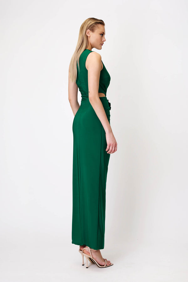 Cut-Out Dress with Rose in Green