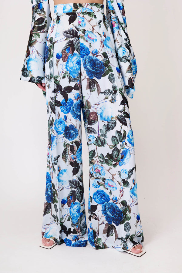 Top & Trousers Set in Blue Floral