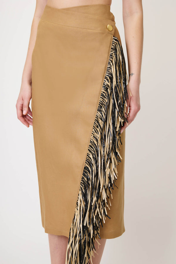 Skirt in Linen with Fringe