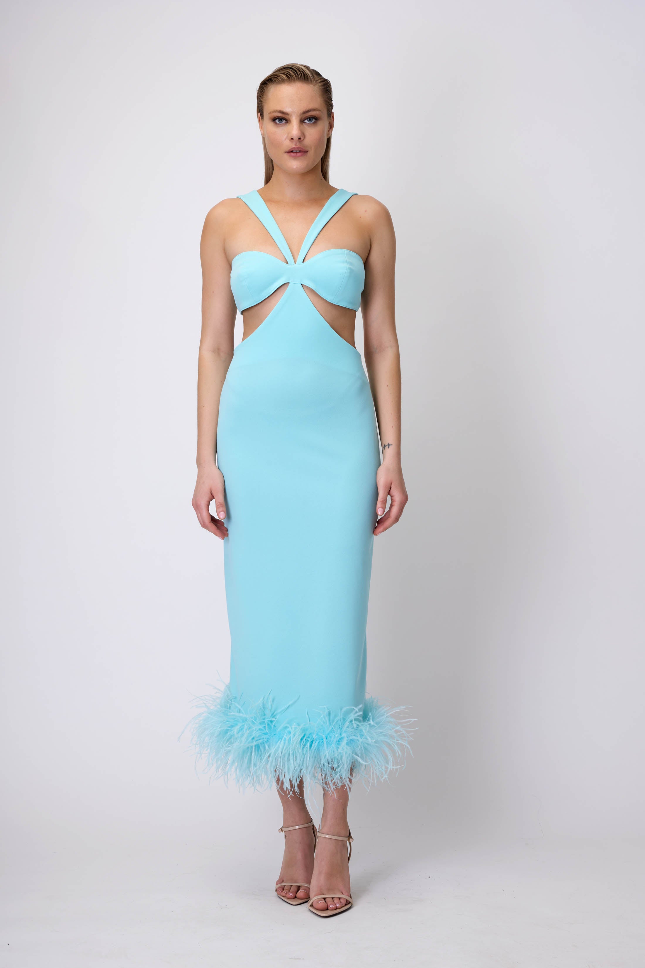 Cut-Out Dress in Elastic Crepe