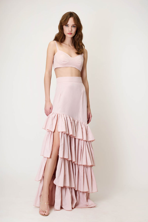 Top & Skirt Set in Taffeta Pink