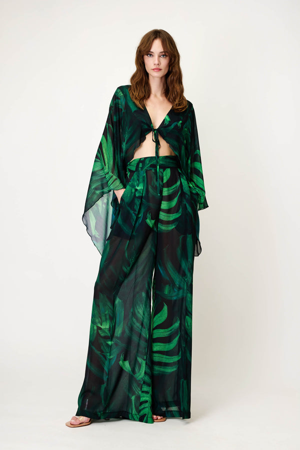 Wide-Leg Trousers in Tropical Print