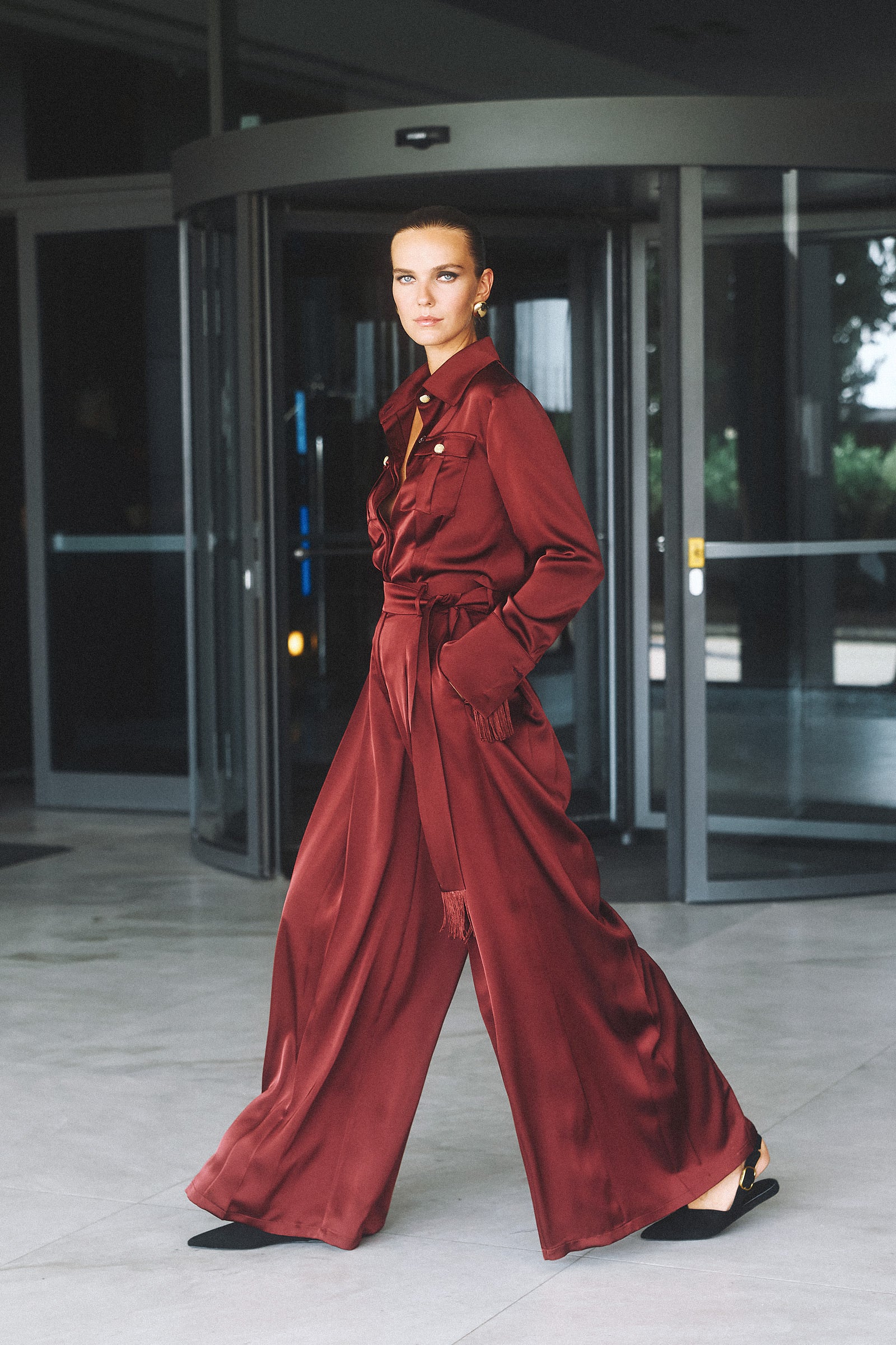 ELISE HIGH-WAISTED WIDE-LEG SATIN PANTS