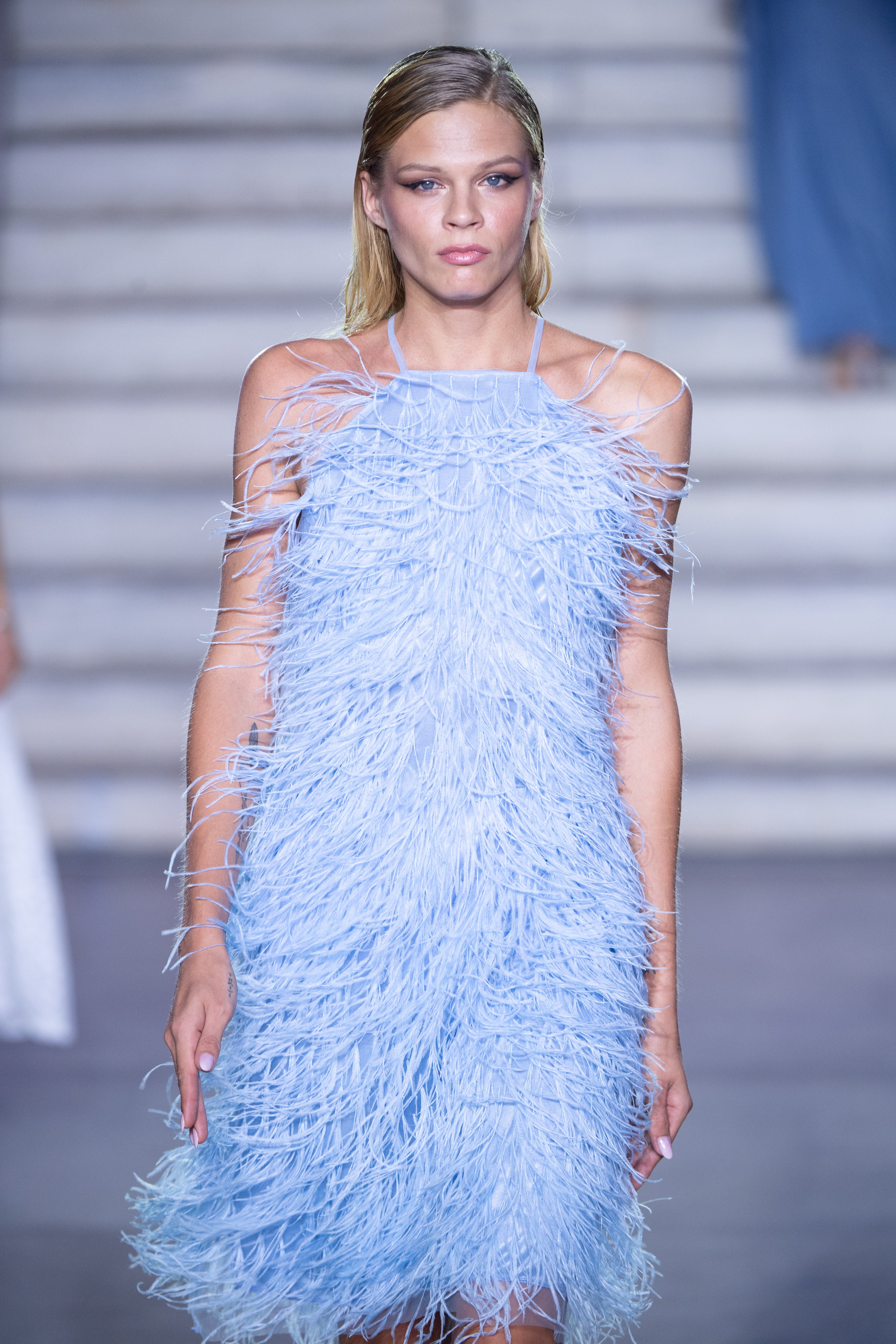 BLUE FEATHER DRESS