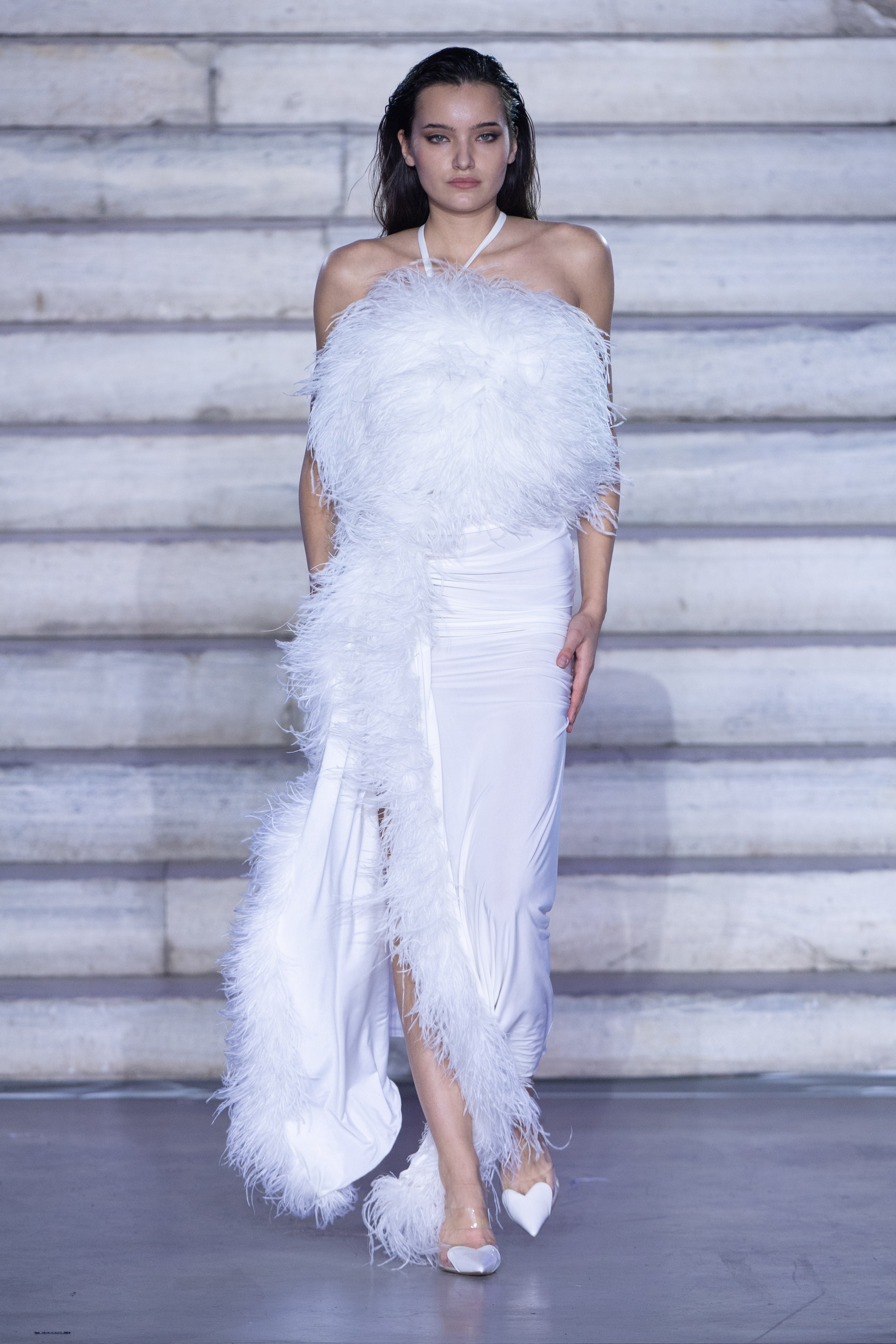 FEATHER JERSEY SKIRT