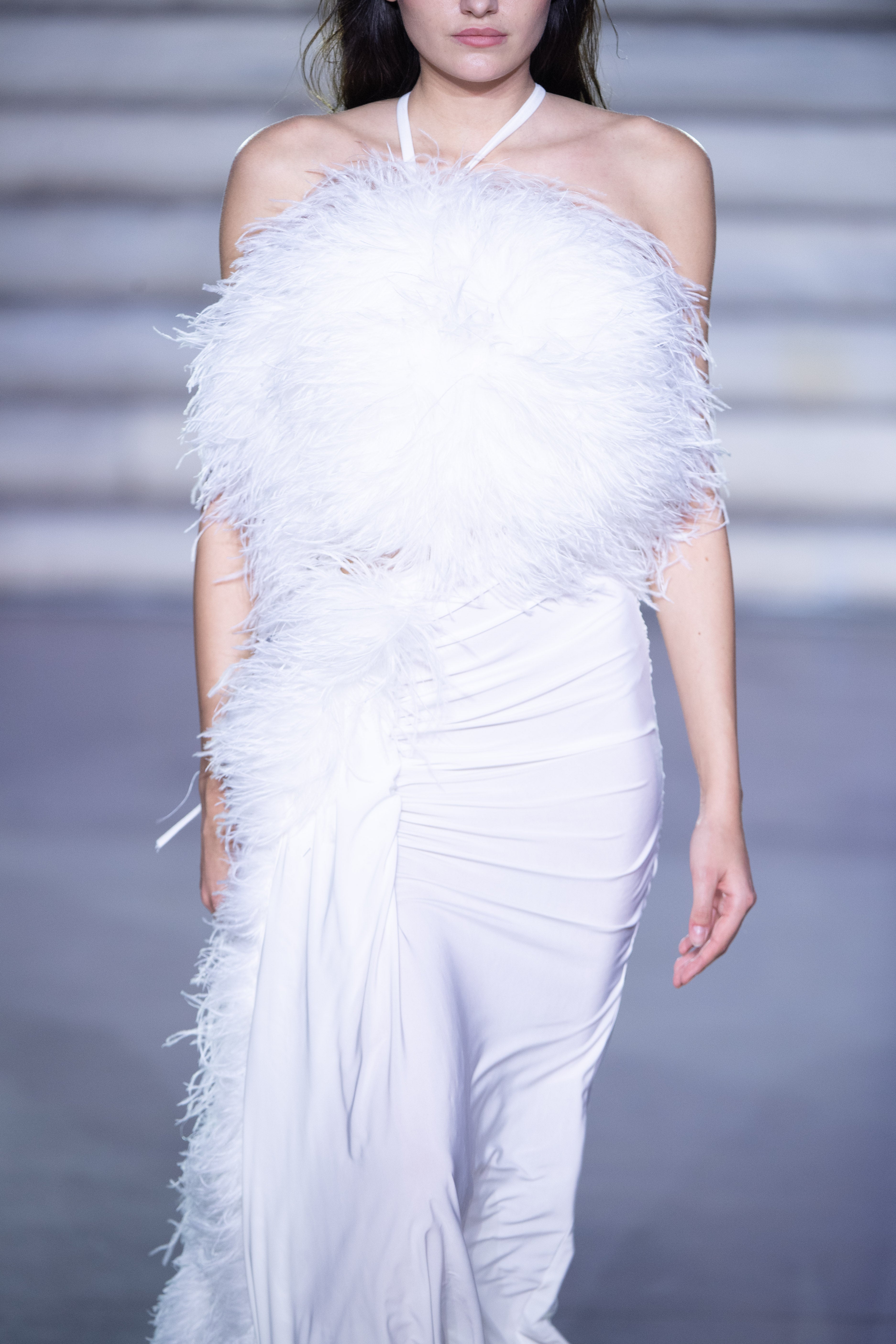 FEATHER JERSEY SKIRT