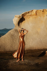 Metallic Georgette Dress in Gold