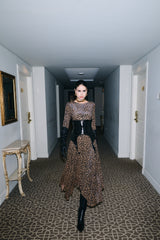 A-Line Leopard Dress with Open Back