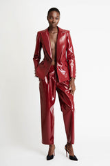 Vinyl Trousers in Dark Red