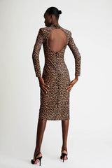 Pencil Leopard Dress with Open Back