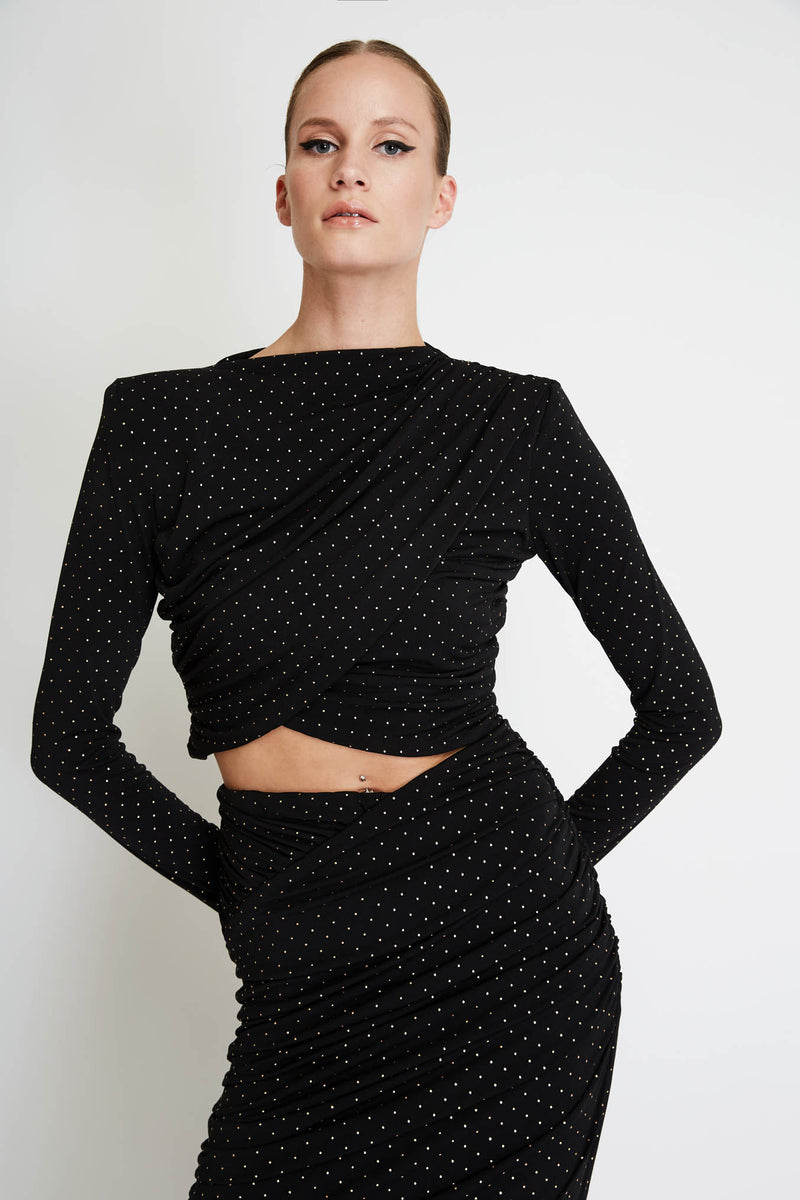 Set Top & Skirt with Gold Sequins