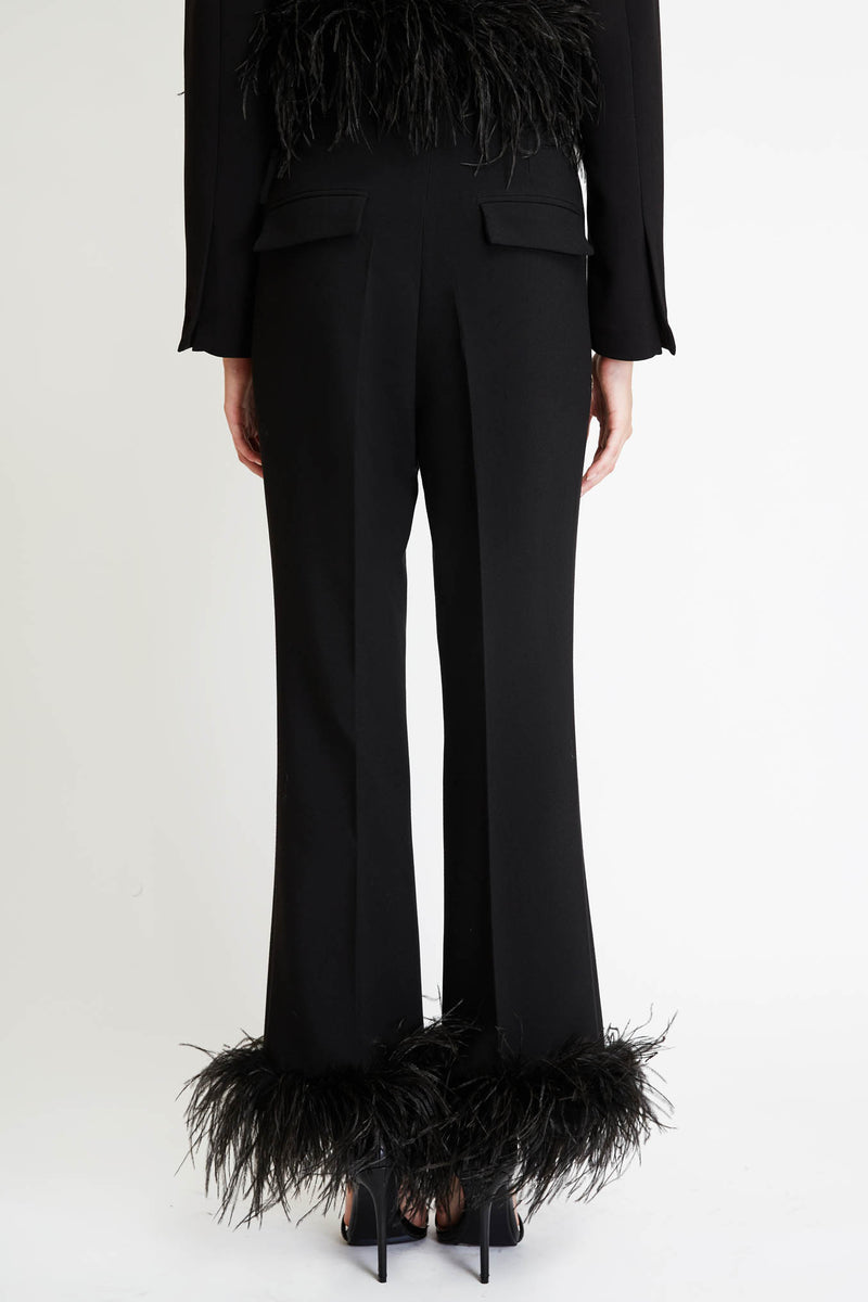 Trousers with Feathers in Black