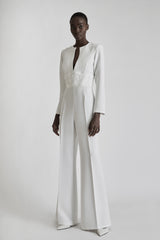 Jumpsuit with Embroidery in White