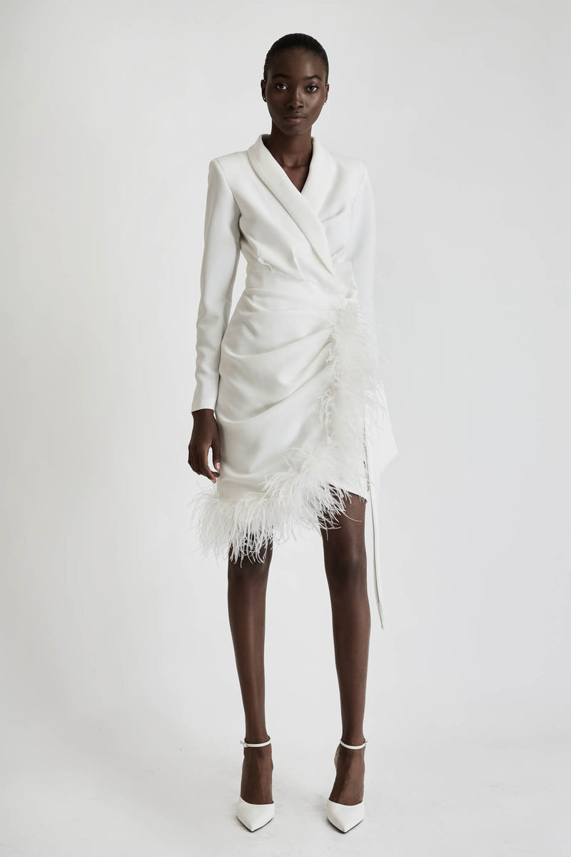 Tailored Blazer Dress with Feathers