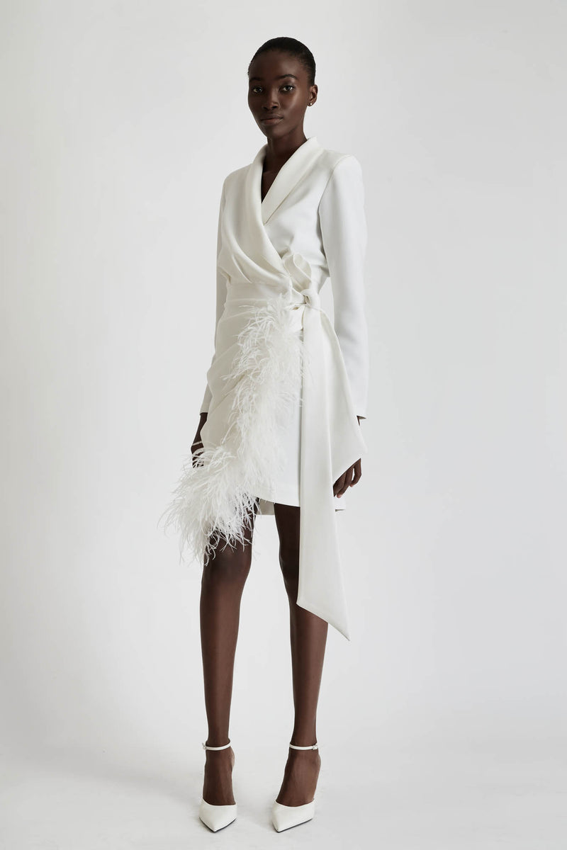 Tailored Blazer Dress with Feathers