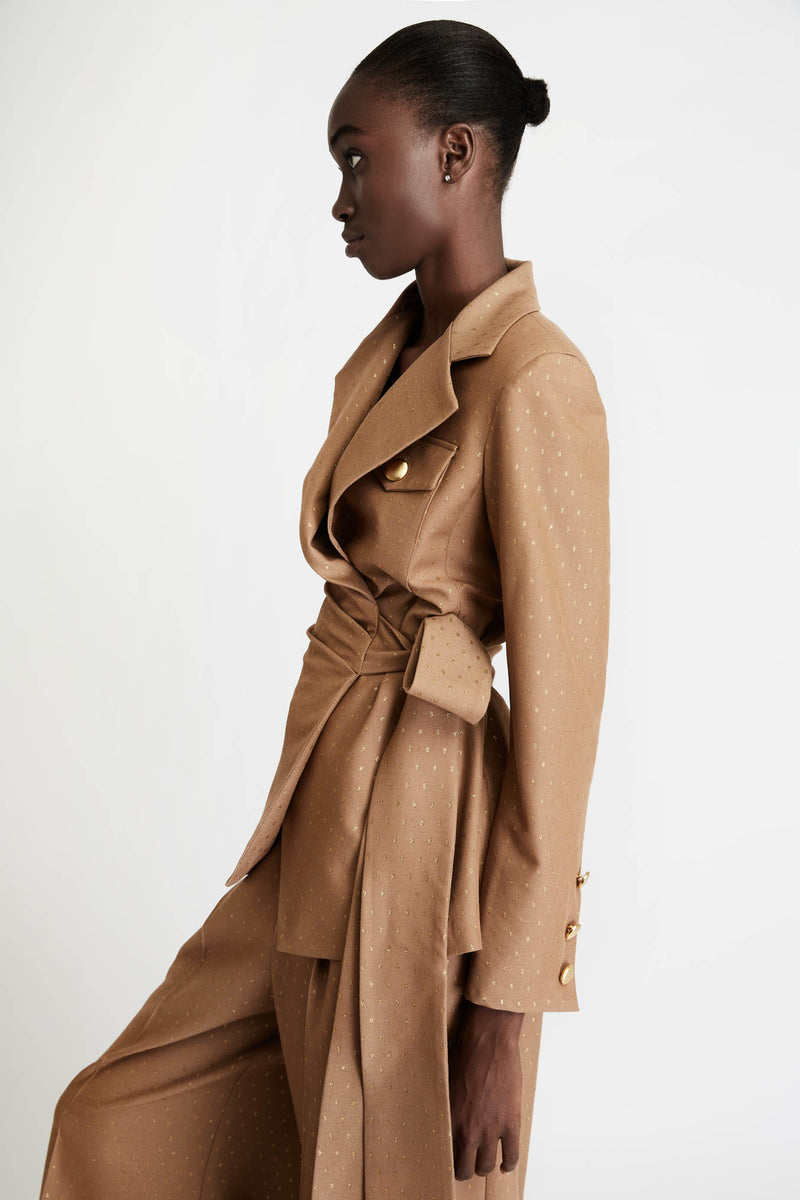 Blazer Trench Coat with Gold