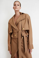 Cropped Trench Coat with Gold